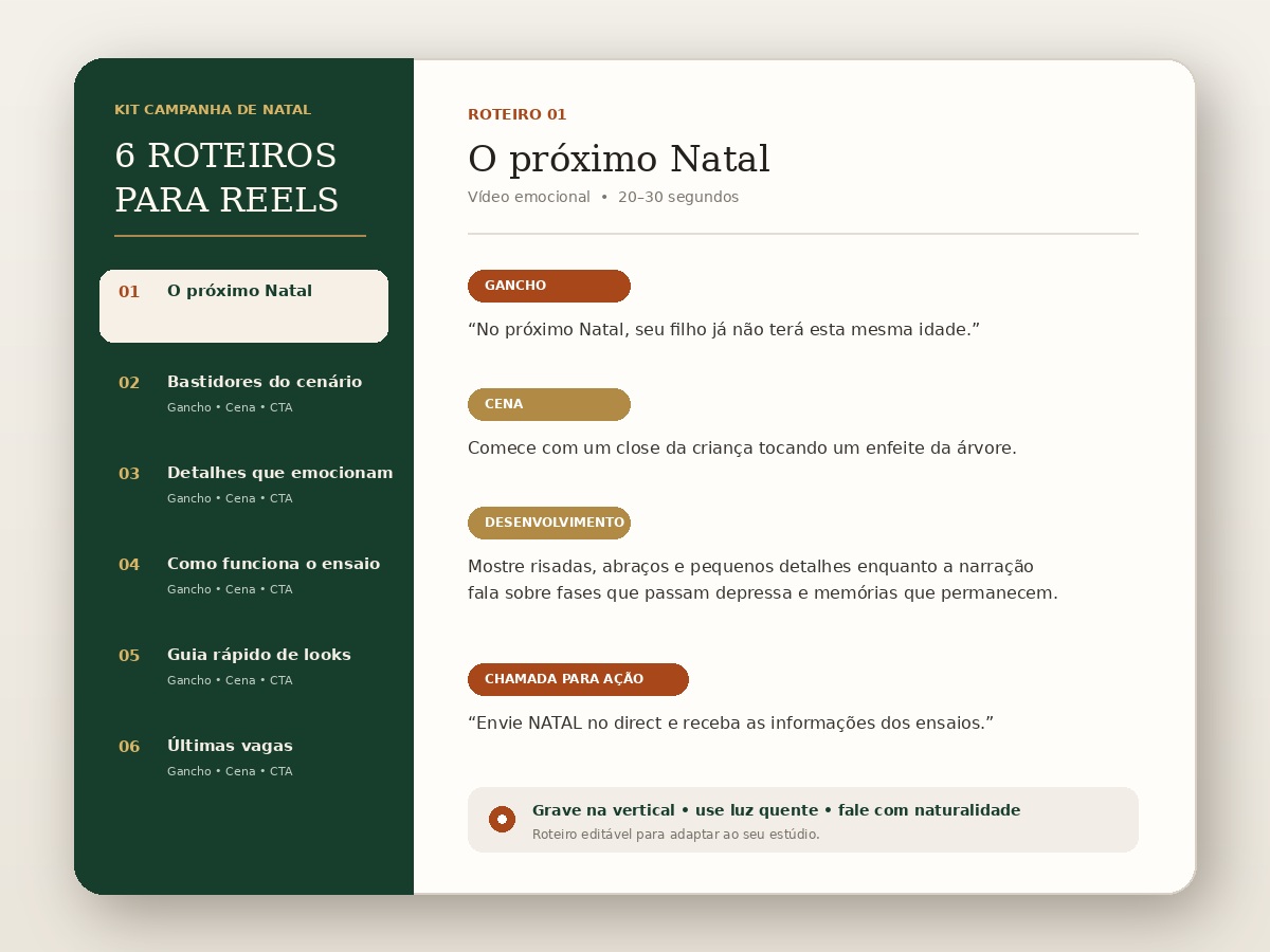 Prévia dos 6 roteiros para Reels da campanha de Natal