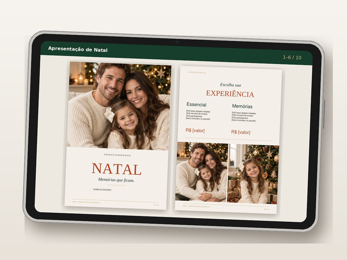 Prévia das 6 apresentações comerciais editáveis para ensaios de Natal